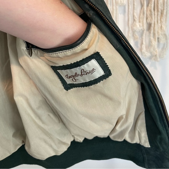 Vintage Angelo Litrico Authentic Dark Green Cowhide Leather Bomber Jacket Sz L - Picture 7 of 13